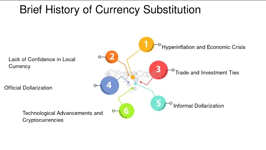 A person holding local and foreign banknotes, representing currency substitution in daily transactions.