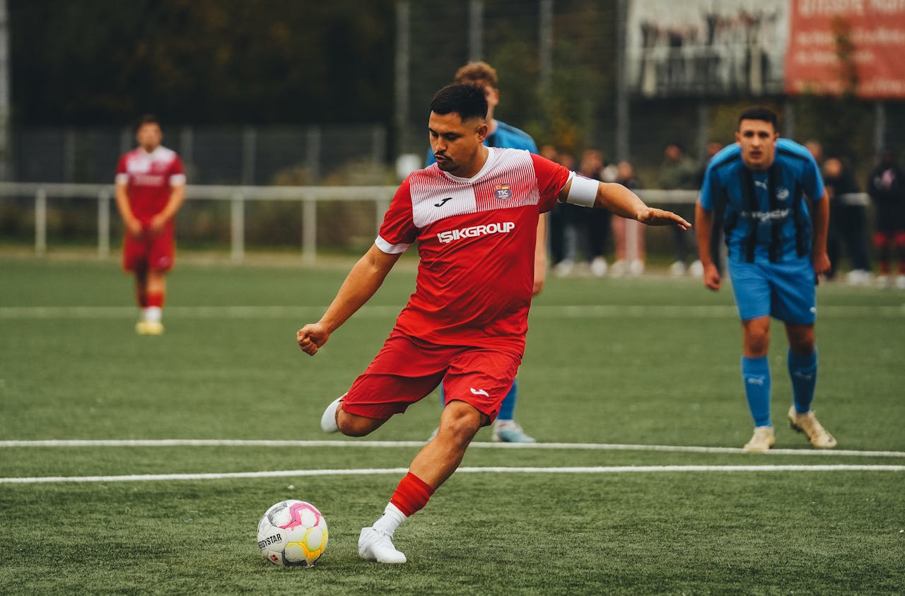 Action shot of soccer player